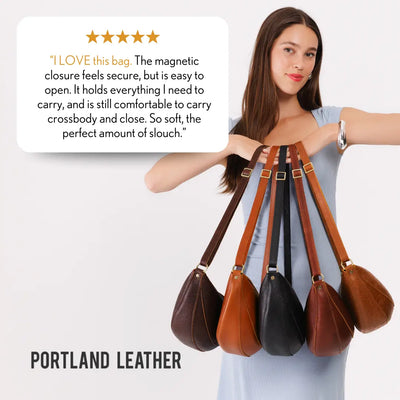 Portland Leather Koala Sling Bag – Premium Leather Crossbody Shoulder Bag for Travel & Everyday Carry – Adjustable Strap, Magnetic Closure