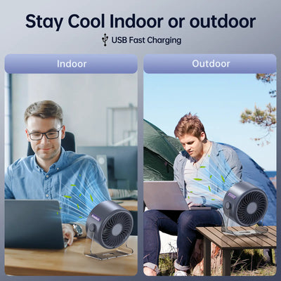 Coolhill Desktop Fan Turbo Table Fan Travel Vacation Essentials for Office 100-Speed Digital Display Low Noise Rechargeable Battery Dual Adjustment Modes Quiet Cooling Quiet Desk Fan Portable