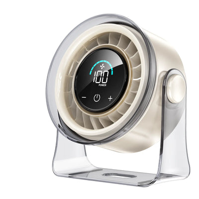 Coolhill Desktop Fan Turbo Table Fan Travel Vacation Essentials for Office 100-Speed Digital Display Low Noise Rechargeable Battery Dual Adjustment Modes Quiet Cooling Quiet Desk Fan Portable