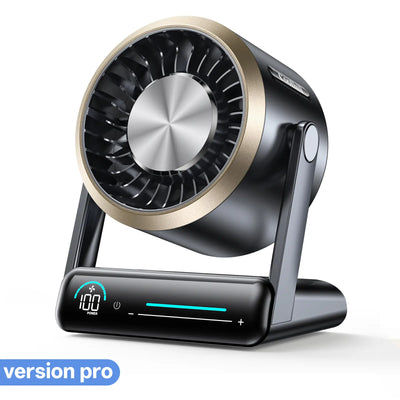 Coolhill Desktop Fan Turbo Table Fan Travel Vacation Essentials for Office 100-Speed Digital Display Low Noise Rechargeable Battery Dual Adjustment Modes Quiet Cooling Quiet Desk Fan Portable