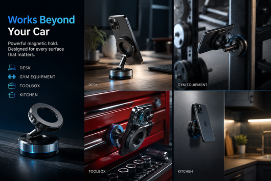Magnetic vacuum car phone mount