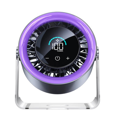 Coolhill Desktop Fan Turbo Table Fan Travel Vacation Essentials for Office 100-Speed Digital Display Low Noise Rechargeable Battery Dual Adjustment Modes Quiet Cooling Quiet Desk Fan Portable