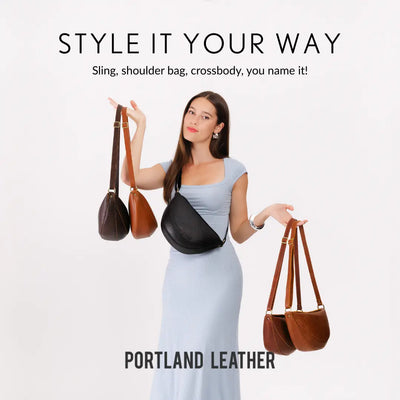 Portland Leather Koala Sling Bag – Premium Leather Crossbody Shoulder Bag for Travel & Everyday Carry – Adjustable Strap, Magnetic Closure