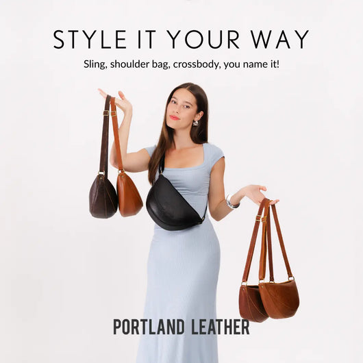 Portland Leather Koala Sling Bag – Premium Leather Crossbody Shoulder Bag for Travel & Everyday Carry – Adjustable Strap, Magnetic Closure