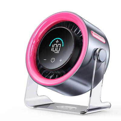 Coolhill Desktop Fan Turbo Table Fan Travel Vacation Essentials for Office 100-Speed Digital Display Low Noise Rechargeable Battery Dual Adjustment Modes Quiet Cooling Quiet Desk Fan Portable